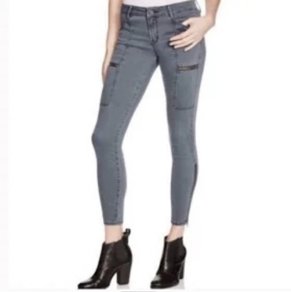 Pistola Anthropologie Topanga Cargo Zipper Moto Skinny Jeans Gray Crop. Size 30 - Picture 2 of 8
